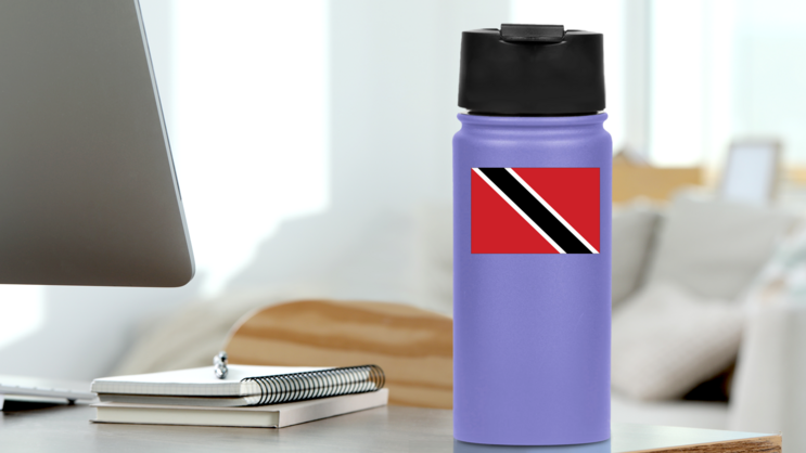 Trinidad And Tobago Flag Sticker on a Water Bottle (New) example