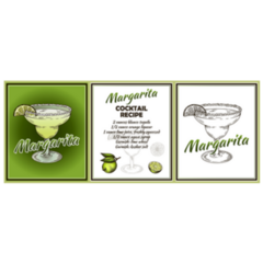 Trio Sketch Drawing Card Of Margarita Cocktail Sticker