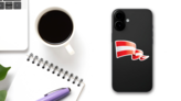 Triple Ripple Austria Flag Sticker on a Phone (New) example