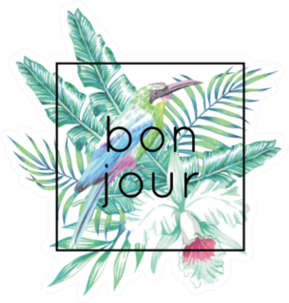 Tropic Exotic Bird On Palm Banana Leaves Bonjour Sticker