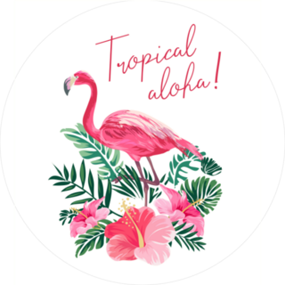 Tropical Aloha Hibiscus and Flamingo Sticker