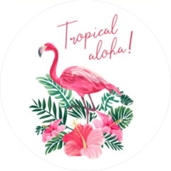 Tropical Aloha Hibiscus and Flamingo Sticker