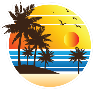 Tropical Beach Sunset Sticker