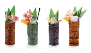 Tropical Cocktails Served In A Tiki Style Glass Sticker