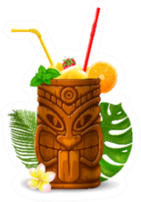 Tropical Cold Tiki Drink Cocktail Sticker