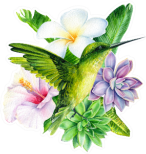 Tropical Composition Of Plumeria Flower And Others Sticker