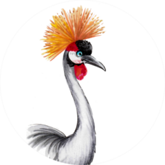 Tropical Crane Bird Ink And Watercolor Illustration Sticker