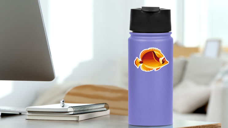 Tropical Fish Sticker on a Water Bottle (New) example