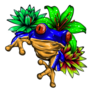 Tropical Frog With Flowers Bright Puerto Rico Illustration Sticker