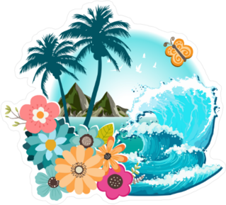 Tropical Island Wave Sticker