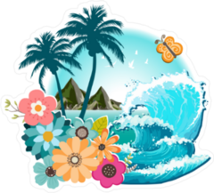 Tropical Island Wave Sticker
