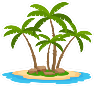 Tropical Island With Palm Trees Beach Sticker