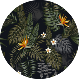 Tropical Leaves And Flowers In The Night Style Sticker