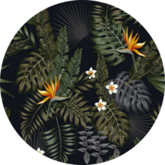 Tropical Leaves And Flowers In The Night Style Sticker