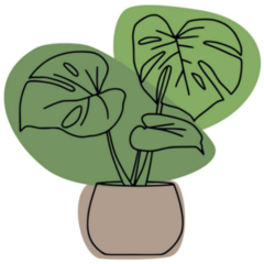 Tropical Monstera Linework with Splash of Colors Sticker