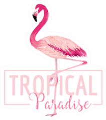 Tropical Paradise Flamingo Illustration Sticker