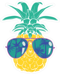Tropical Pineapple With Aviator Glasses Sticker