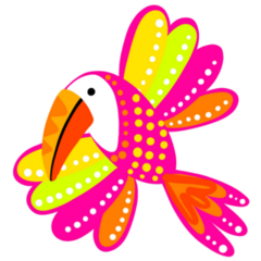 Tropical Pink Abstract Toucan Sticker