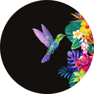 Tropical Seamless Border With Palm Leaves And Hummingbirds Sticker