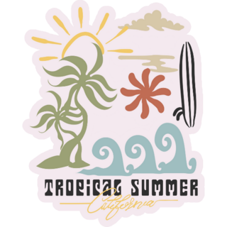  Tropical Summer California Travel Sticker