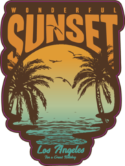 Tropical Sunset Surf And Beach Vintage Style Sticker