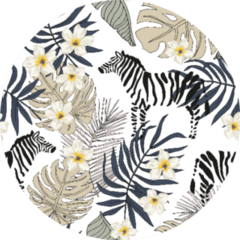 Tropical Zebra Animal, Plumeria Flowers Pattern Sticker
