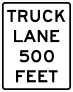 Truck Lane 500 Feet Sticker