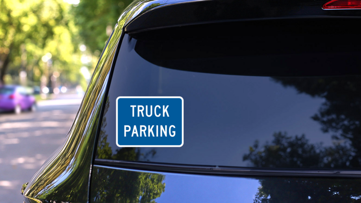 Truck Parking Sticker on a Rear Car Window (New) example