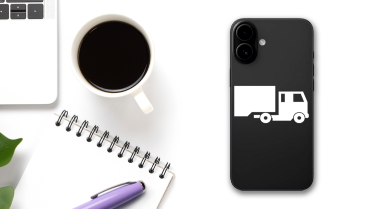 Trucking Service Sticker on a Phone (New) example