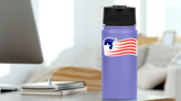 Trump Wave Flag Sticker on a Water Bottle (New) example