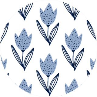 Tulip Flowers In Scandinavian Style Blue Sticker