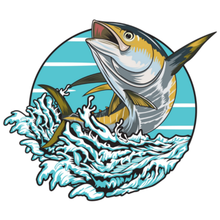 Tuna Fishing Illustration Sticker