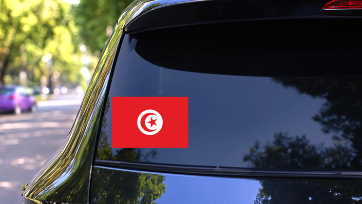Tunisia Country Flag Sticker on a Rear Car Window (New) example