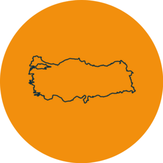 Turkey Detailed Map On Orange Sticker