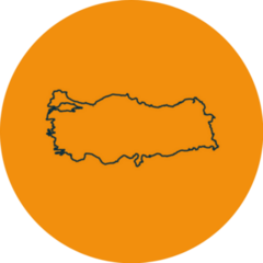 Turkey Detailed Map On Orange Sticker