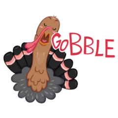 Turkey Gobbling Funny Lettering Sticker