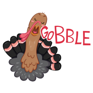 Turkey Gobbling Funny Lettering Sticker