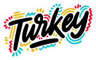 Turkey Handwritten Lettering Colorful Illustration Sticker