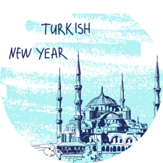 Turkish New Year Blue Illustration Sticker