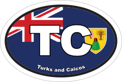 Turks and Caicos TC Flag Oval Sticker