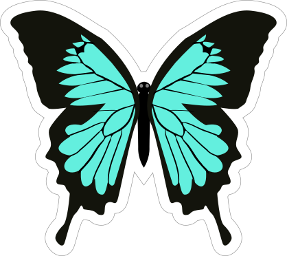 Turquoise and Black Butterfly Stickers and Decals