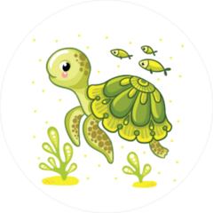 Turtle and Fish Ocean Sticker