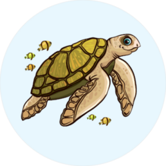 Turtle and Yellow Fish Sticker