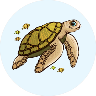 Turtle and Yellow Fish Sticker