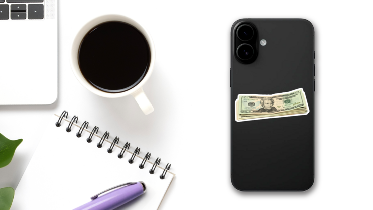 Twenty Dollar Us Bills on a Phone (New) example