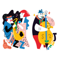 Two Abstract Jazz Musicians Illustration Sticker