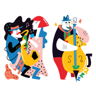 Two Abstract Jazz Musicians Illustration Sticker