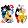 Two Abstract Jazz Musicians Illustration Sticker