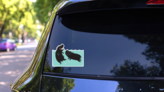 Two African Hippos Wallowing In A River Pool Sticker on a Rear Car Window (New) example