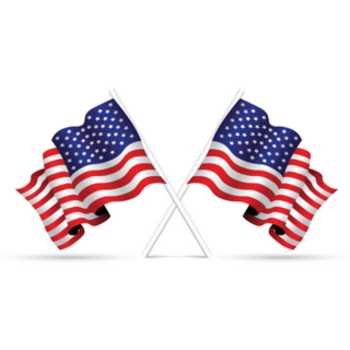 Two American Flags Crossed Sticker